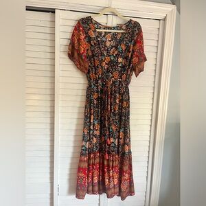 Autumn Floral Print Dress
